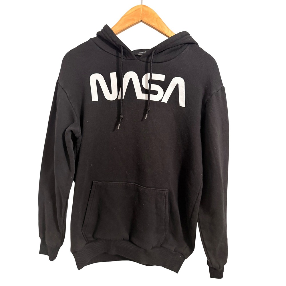 Hyper Space NASA Hoodie Mens Small Black Graphic Astronaut Pop Art Pullover